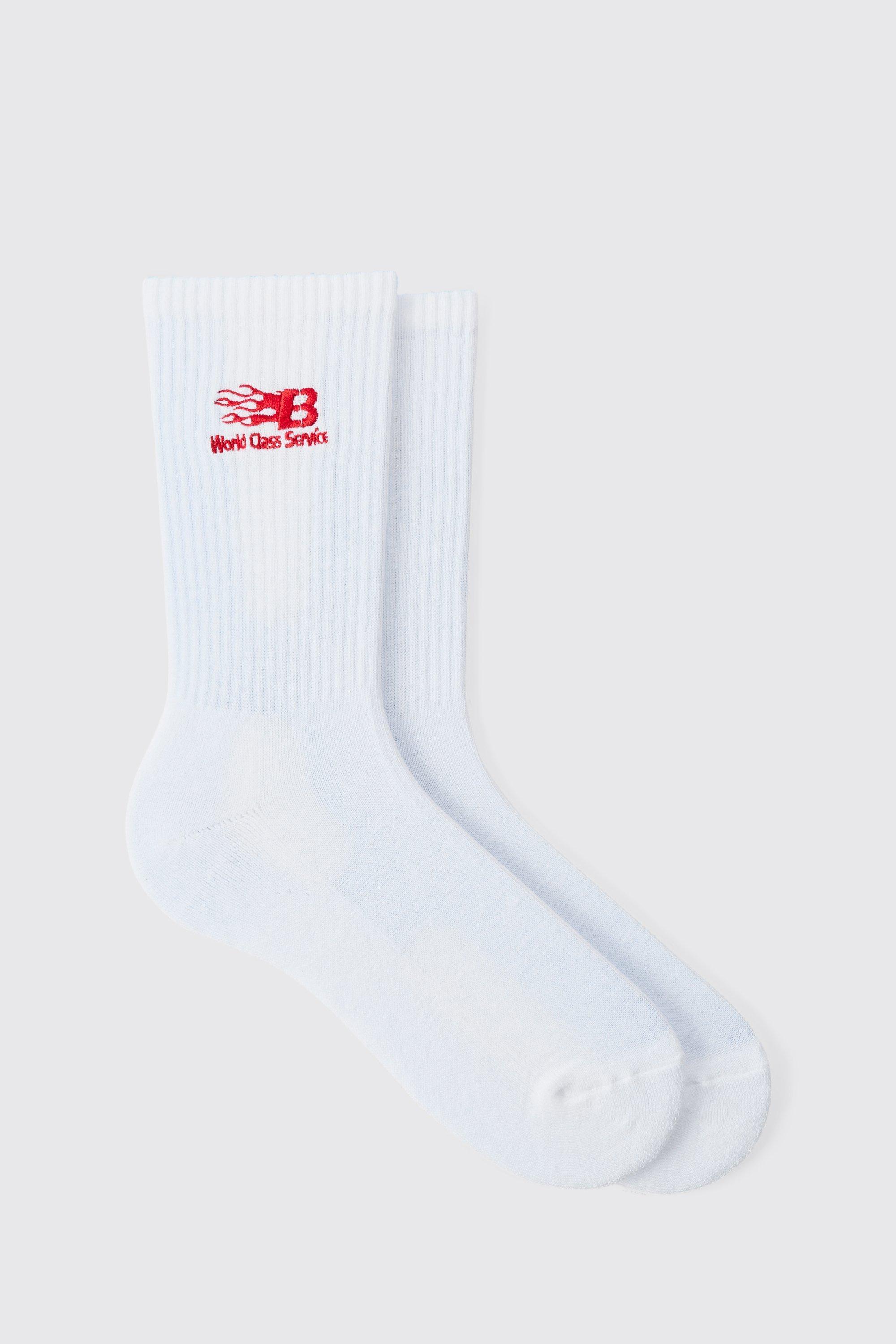 Moto World Class Service Embroidered Socks | boohooMAN USA Product Image