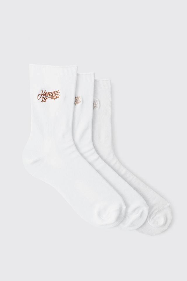 3 Pack Homme Rolled Edge Socks | boohooMAN USA Product Image