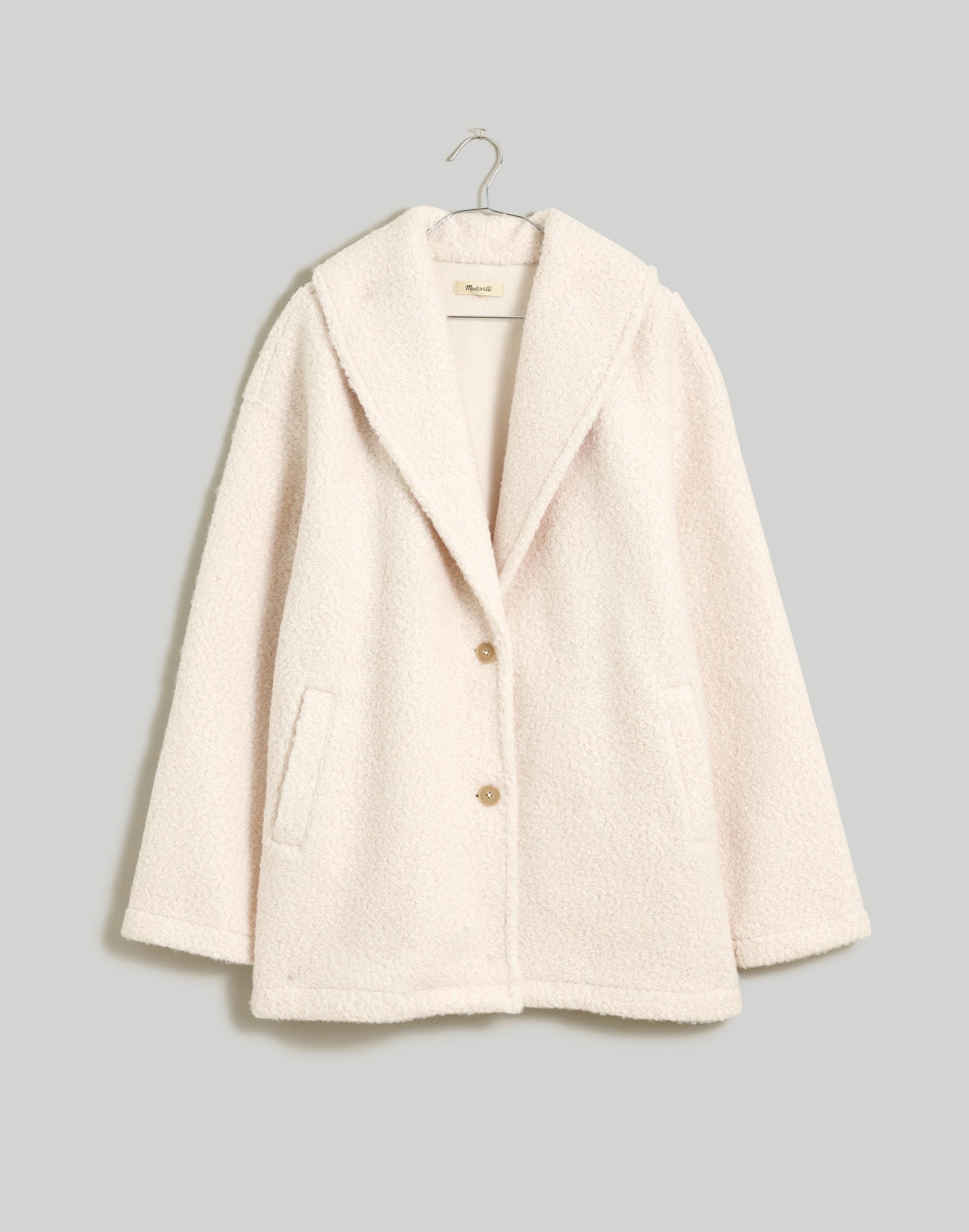 Pebbled Faux Shearling Shawl Collar Coat Product Image