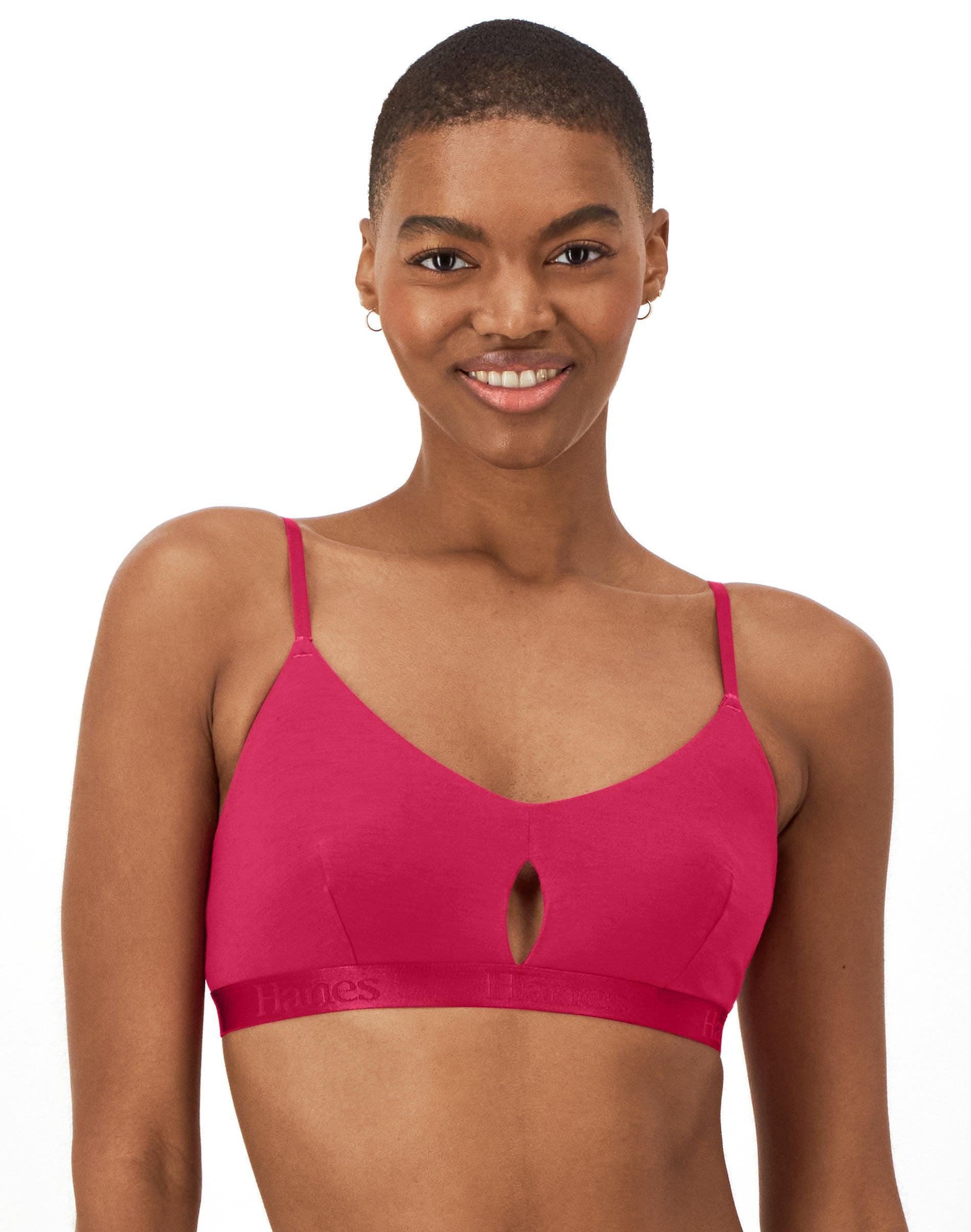 Hanes Originals Womens SuperSoft Scoop Cut-Out Crop Bralette Strawberry Rouge M Product Image