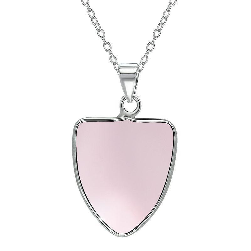 Aleure Precioso Sterling Silver Triangle Shaped Gemstone Drop Pendant Necklace, Womens Pink Product Image