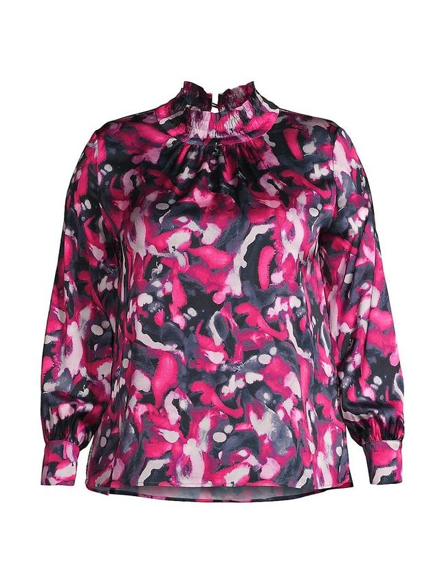 Womens Printed Mock Turtleneck Blouse Product Image