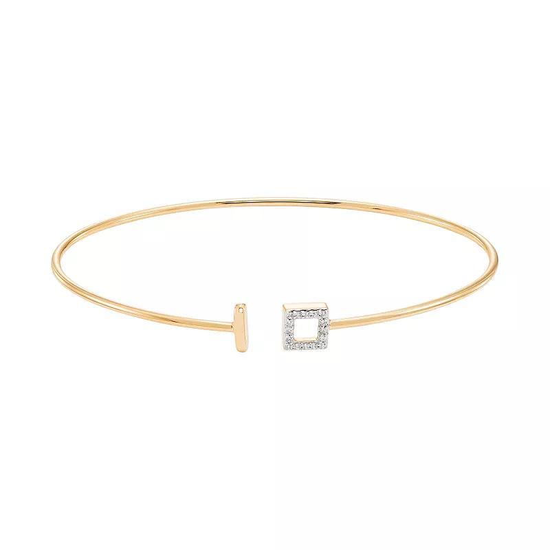 Sterling Silver Diamond Accent Square Cuff Bracelet, Womens 14k Gold Plate Product Image