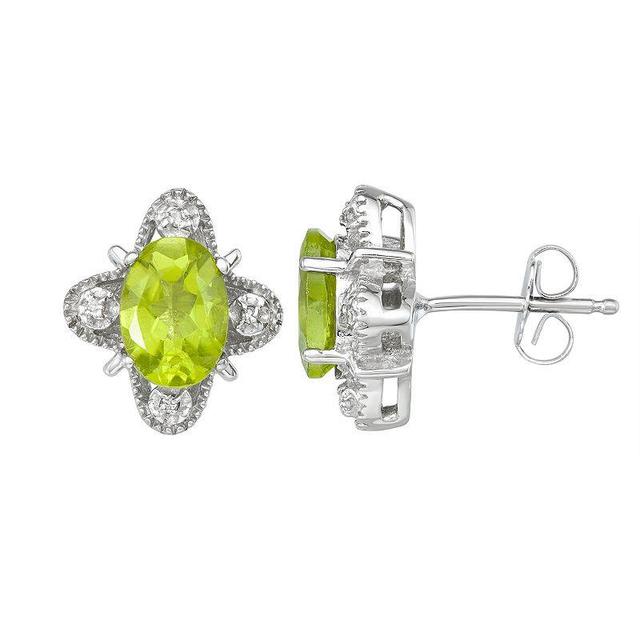 Jewelexcess Sterling Silver Gemstone & Diamond Accent Stud Earrings, Womens, Green Product Image