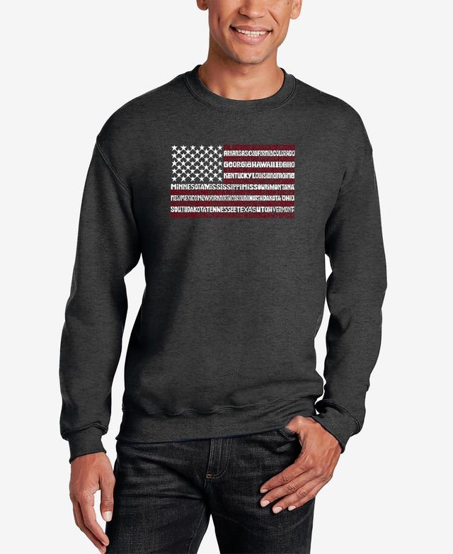 La Pop Art Mens 50 States Usa Flag Word Art Crew Neck Sweatshirt Product Image