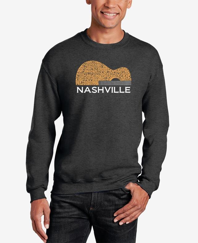 La Pop Art Mens Nashville Guitar Word Art Crewneck Sweatshirt Product Image