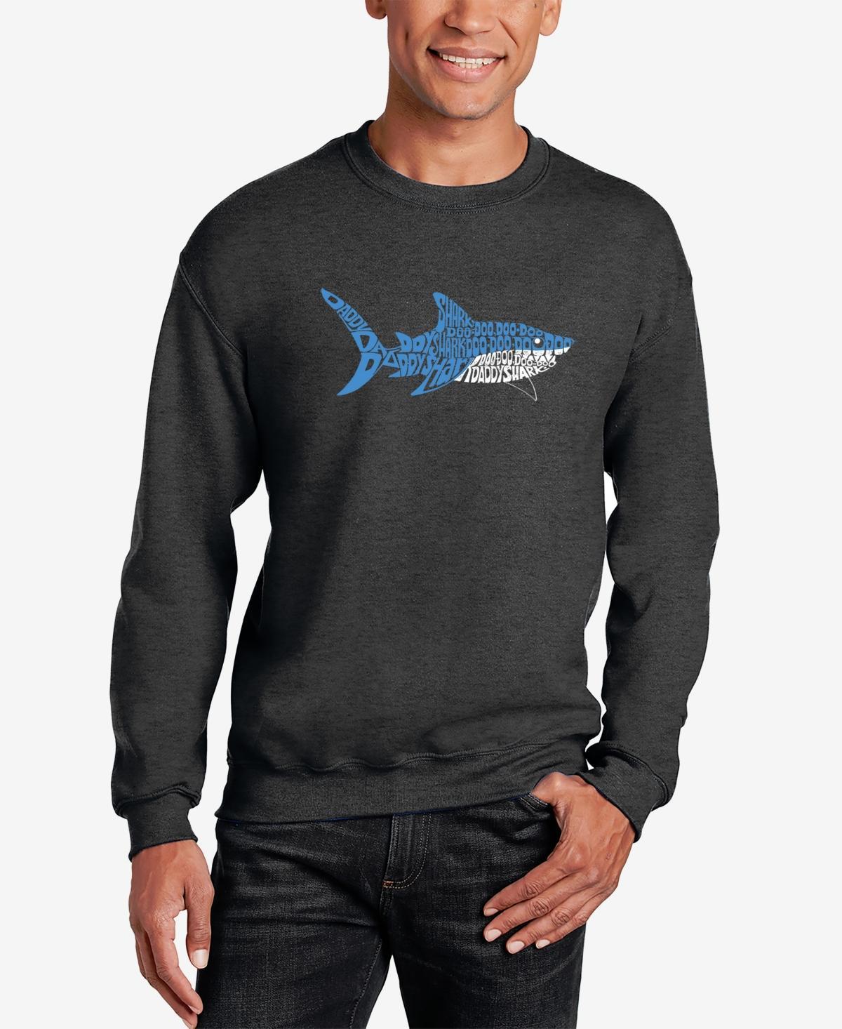 La Pop Art Mens Daddy Shark Word Art Crewneck Sweatshirt Product Image