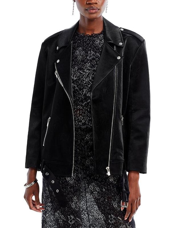 Womens Brice Faux Leather Biker Jacket Product Image