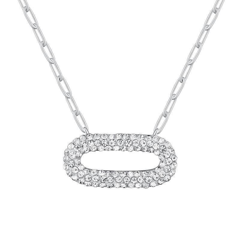 Chrystina Crystal Sideways Oval Necklace, Womens Silver Tone Product Image