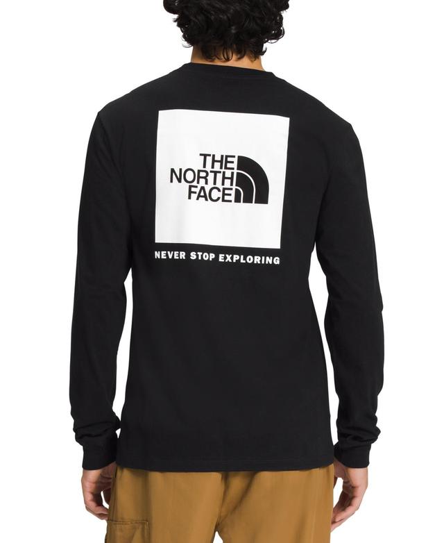 The North Face Mens Box Nse Standard-Fit Logo Graphic Long-Sleeve T-Shirt - Tnf White Product Image