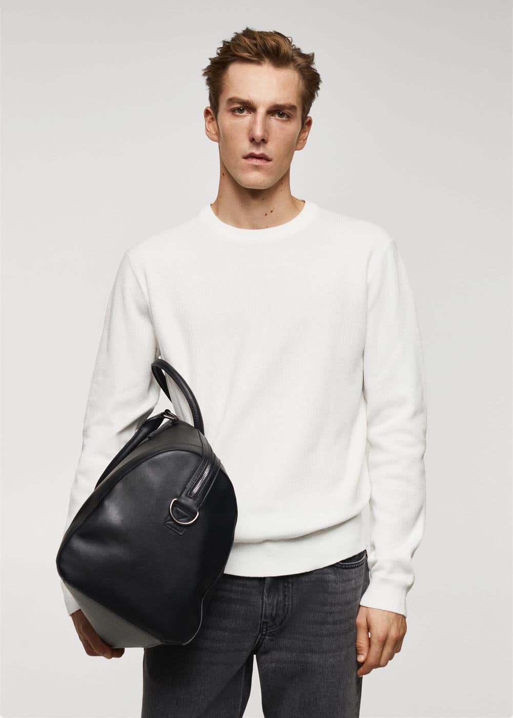 MANGO MAN - Structured cotton sweater whiteMen Product Image