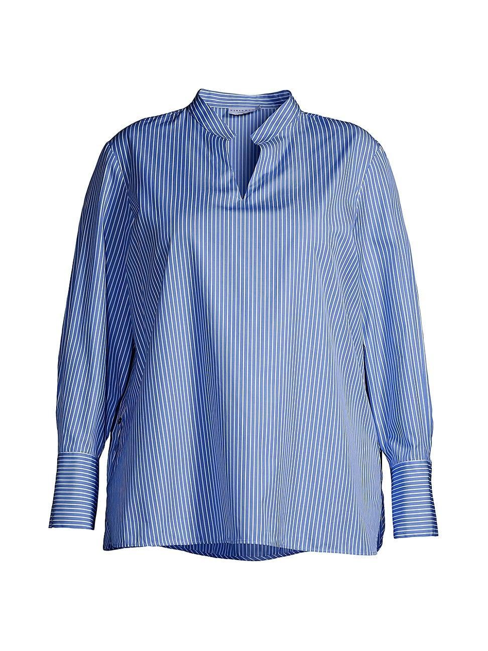 Womens Plus Size Ellis Long-Sleeve Cotton Blouse Product Image