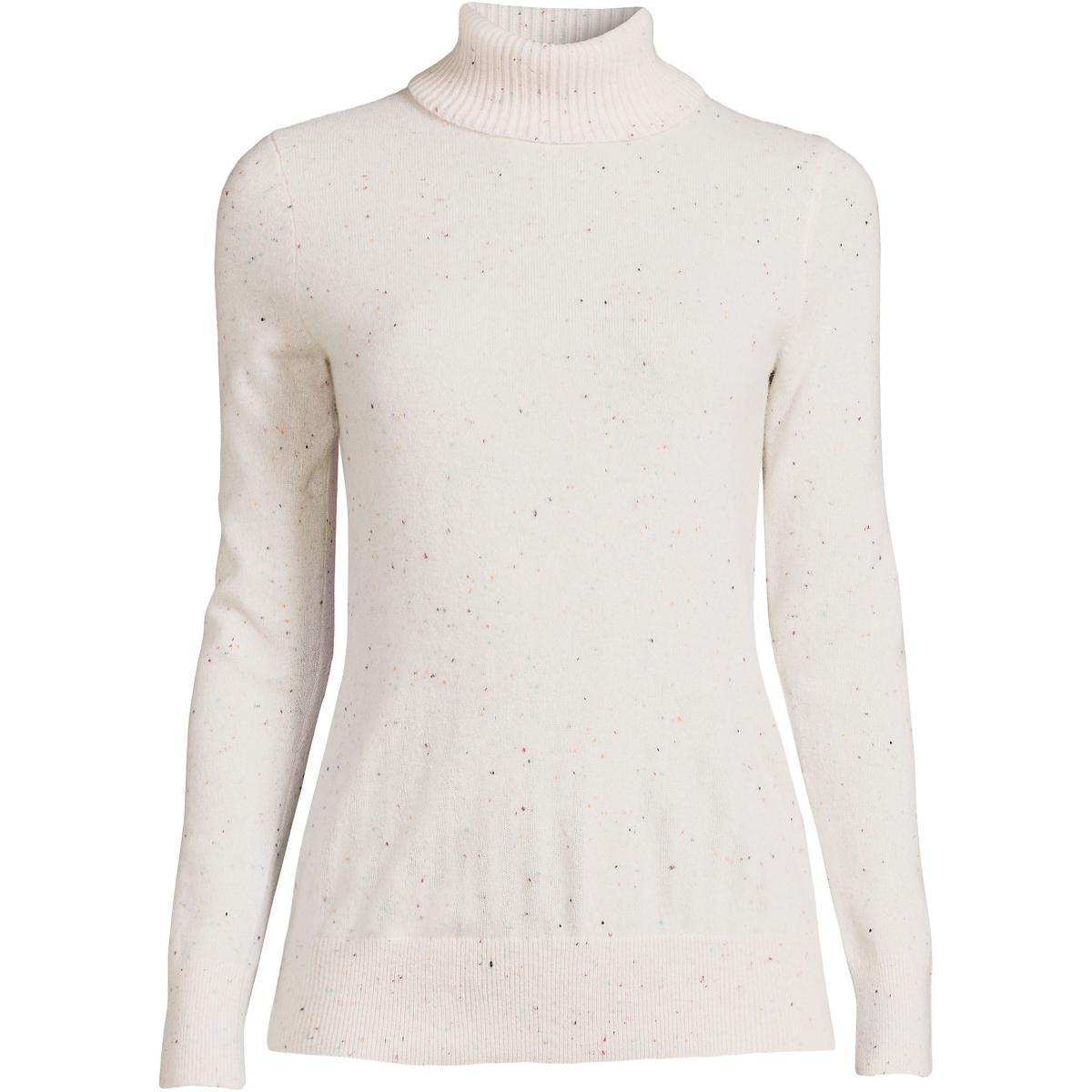 Womens Lands End Turtleneck Cashmere Sweater Pale Blue Ice Product Image