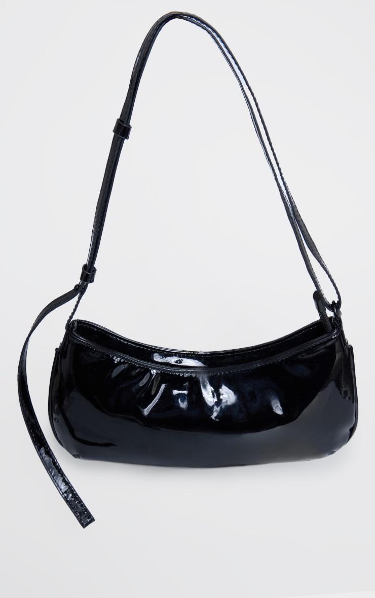 Black Patent Handle Slim Shoulder Bag Product Image