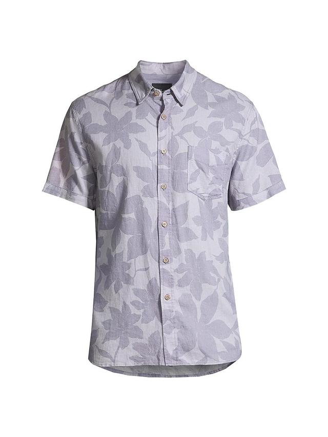 Mens Carson Floral Linen-Blend Short-Sleeve Shirt Product Image