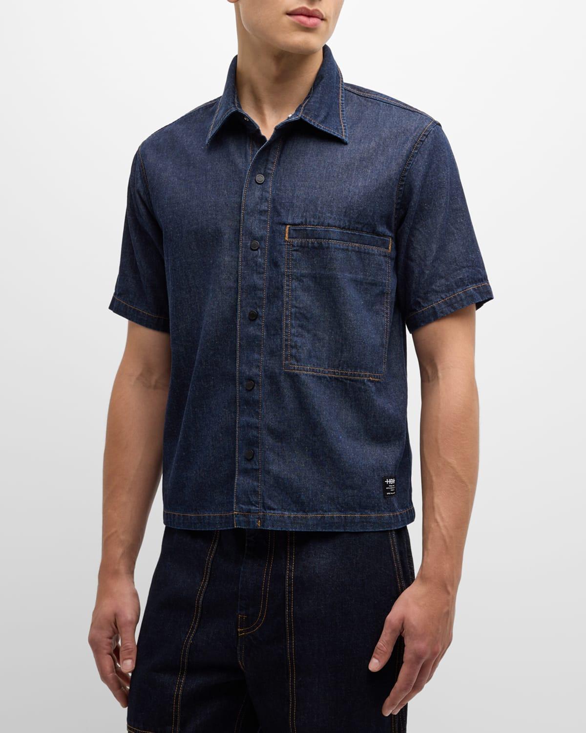 Mens Cropped Rigid Denim Shirt Product Image