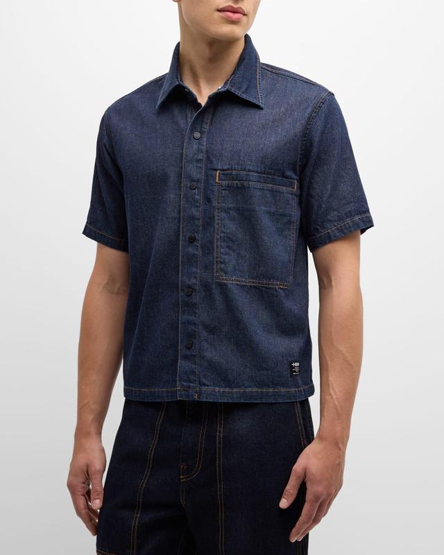 Men's Cropped Rigid Denim Shirt Product Image