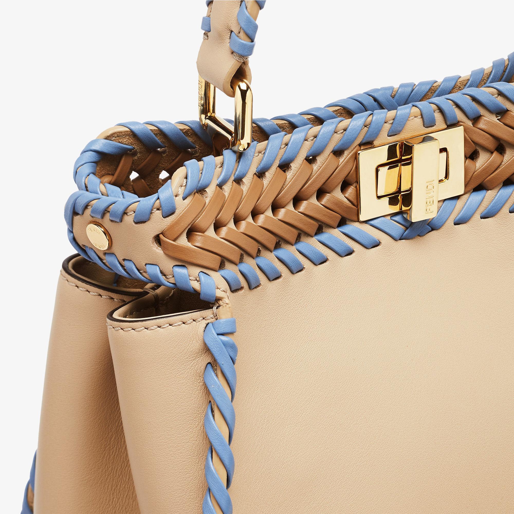 Peekaboo MiniBeige leather bag with multicolor interlacing Product Image