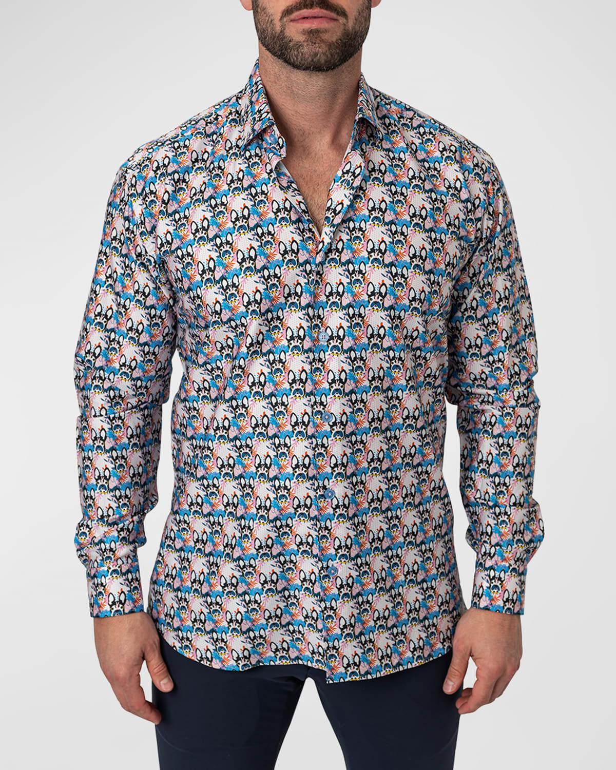 Mens Fibonacci Button-Down Shirt, Ears Multi Product Image