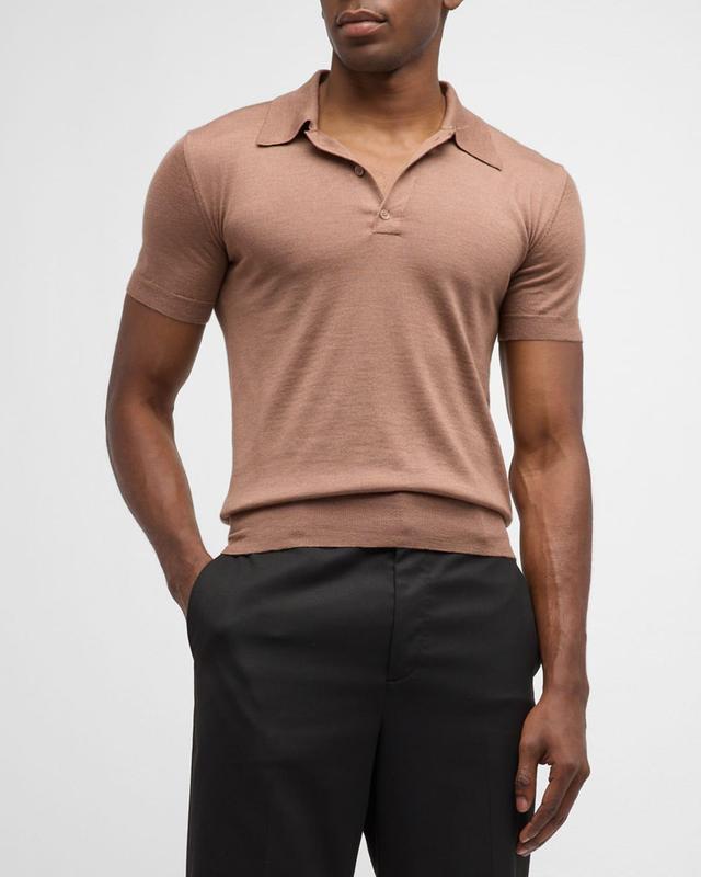 Mens Cashmere Knit Polo Shirt Product Image