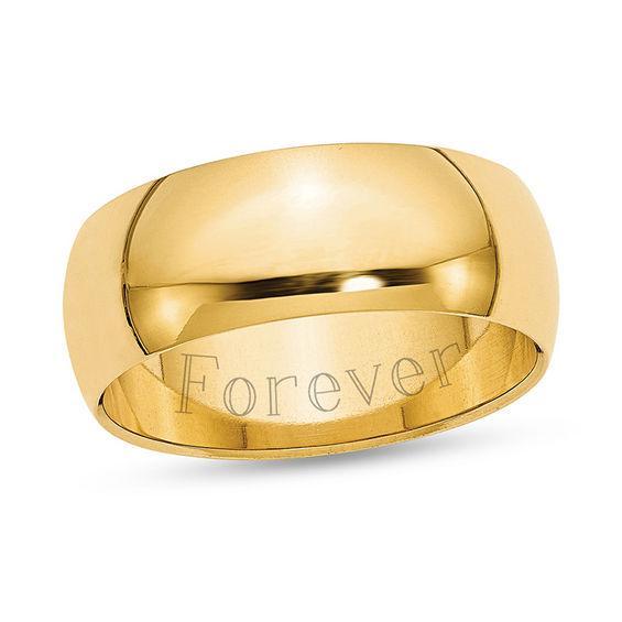 Men's 8.0mm Half-Round Engravable Wedding Band (1 Line) Product Image