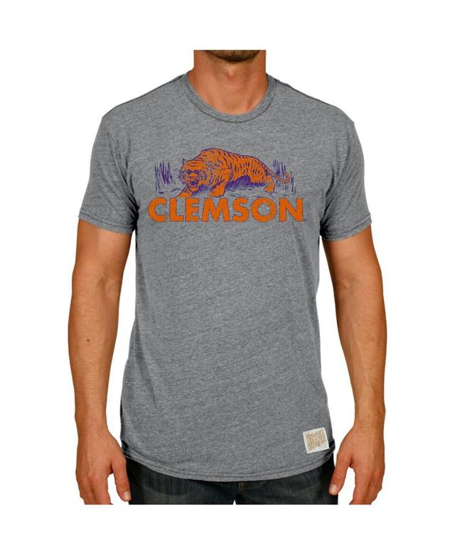 Mens Original Retro Brand Heathered Gray Clemson Tigers Vintage-Like Tri-Blend T-shirt Product Image