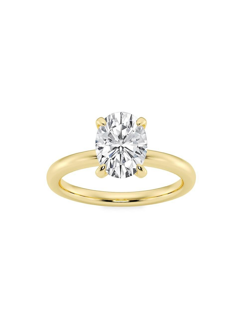 Womens 14K Yellow Gold & Oval Lab-Grown Diamond Solitaire Ring/0.50-5.00 TCW Product Image