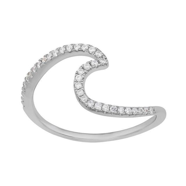 PRIMROSE Sterling Silver Cubic Zirconia Wave Ring, Womens Product Image