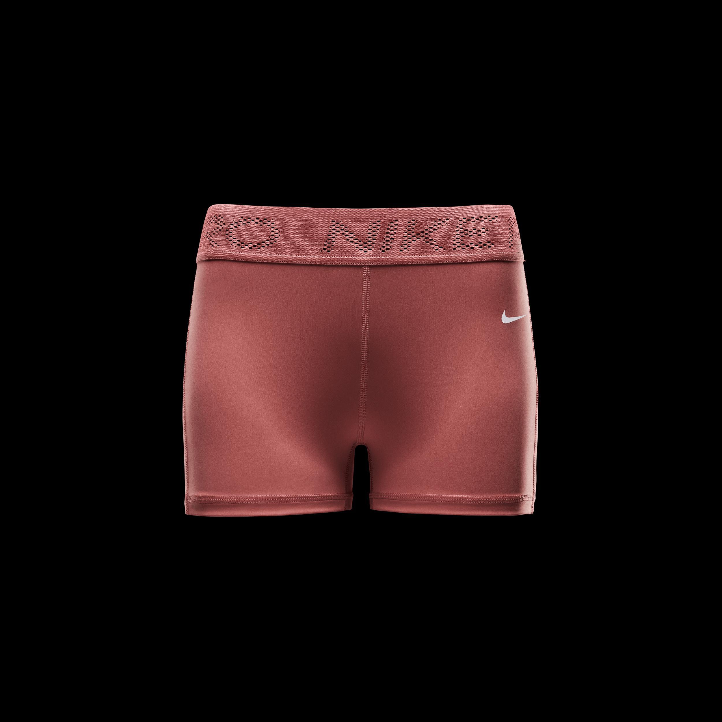 Nike Womens Nike Dri-Fit Medium Rise 3 Mesh Short - Womens Canyon Pink/White Product Image