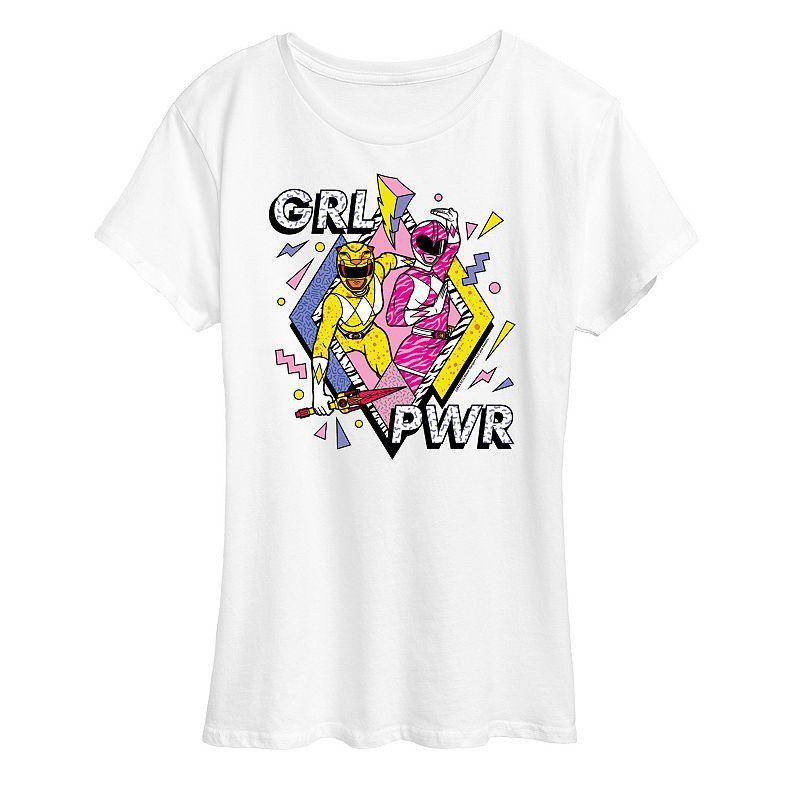 Womens Power Rangers Grl Pwr Graphic Tee Grey Gray Product Image