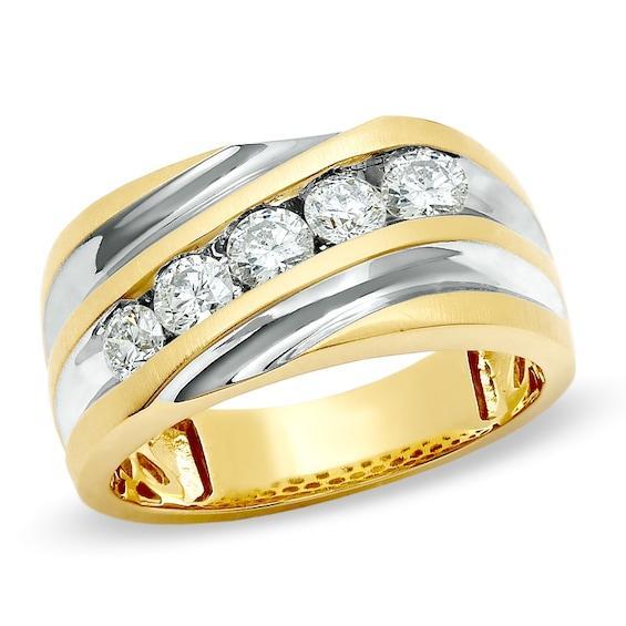 Men's 1 CT. T.w. Diamond Five Stone Slant Band in 14K Gold Product Image