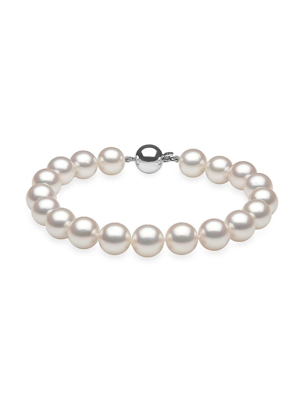 Womens 14K White Gold & 8.5-9MM Akoya Pearl Bracelet Product Image