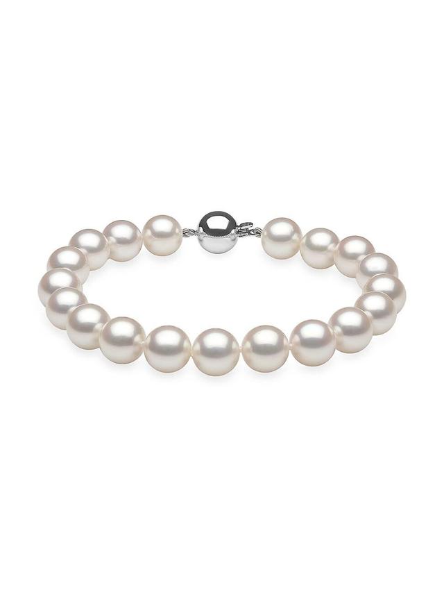 Womens 14K White Gold & 8.5-9MM Akoya Pearl Bracelet Product Image