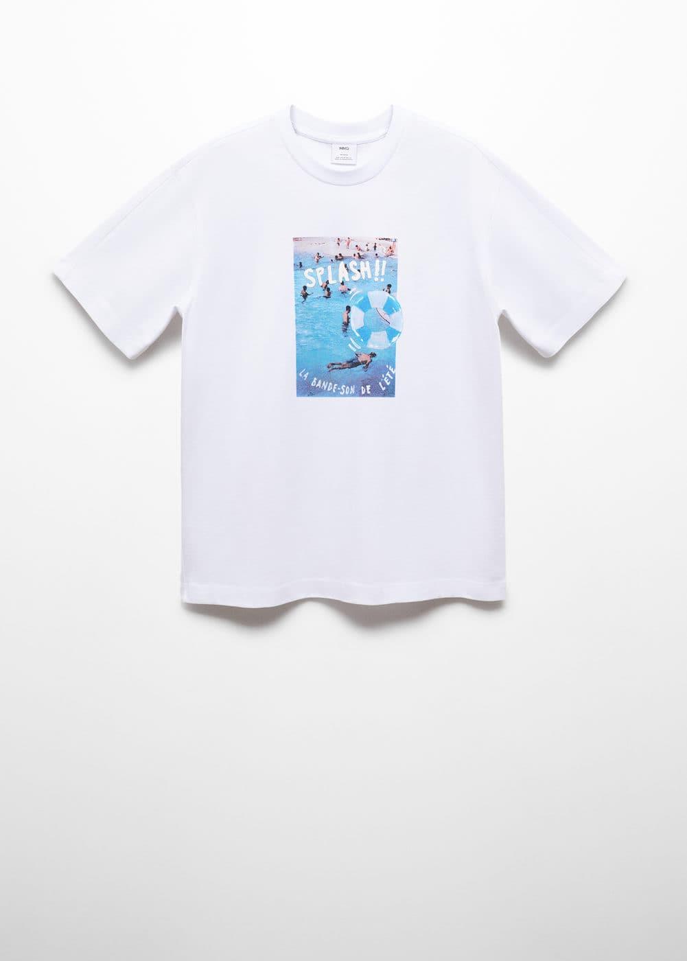 MANGO MAN - Cotton T-shirt printed with drawing whiteMen Product Image