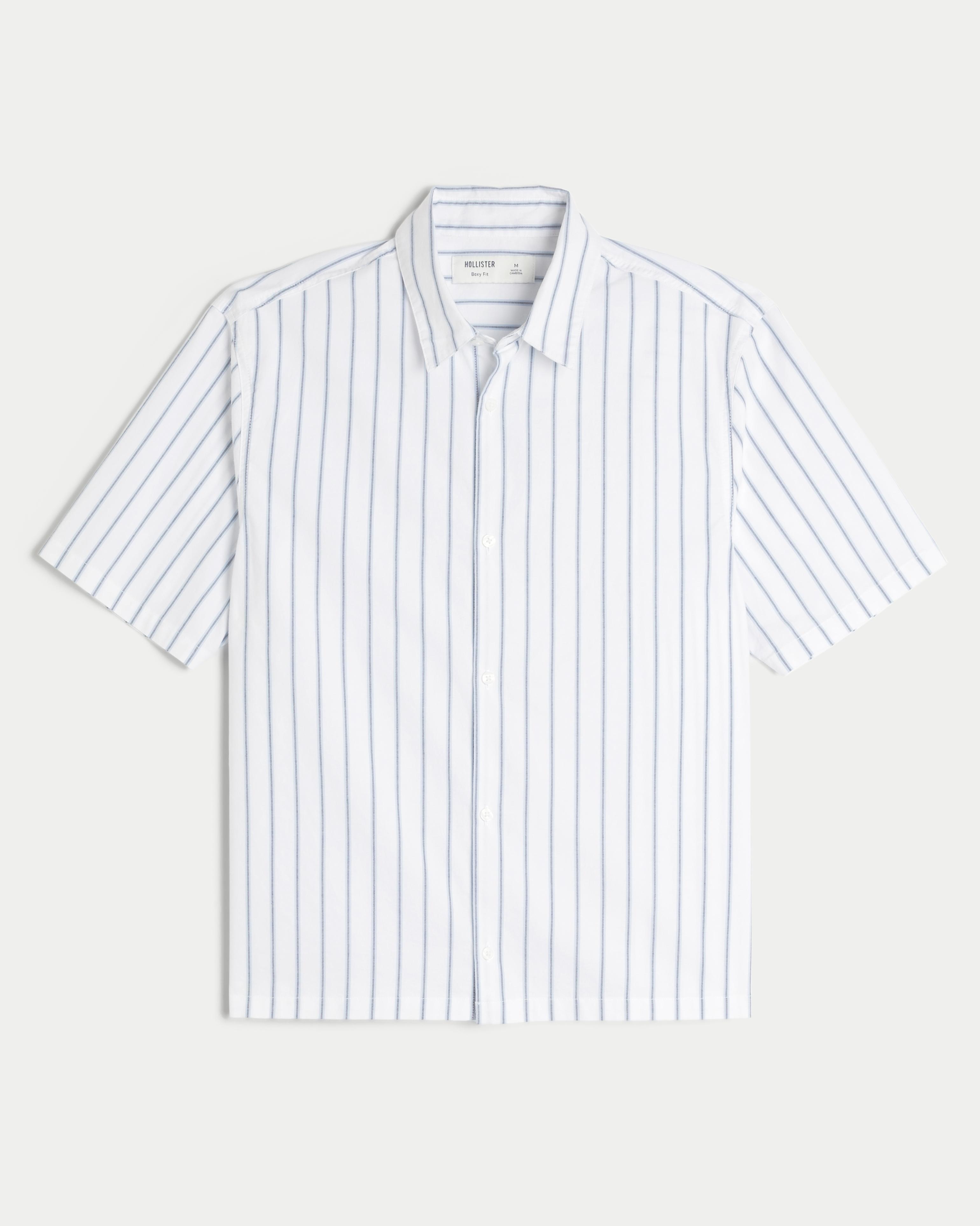 Boxy Short-Sleeve Poplin Shirt Product Image