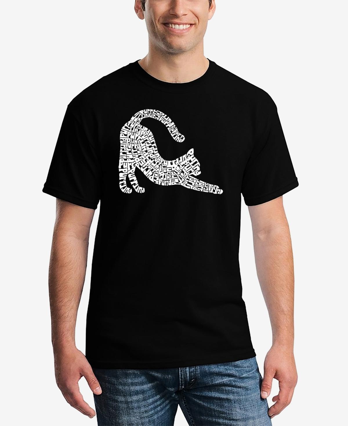 La Pop Art Mens Stretching Cat Word Art T-Shirt Product Image