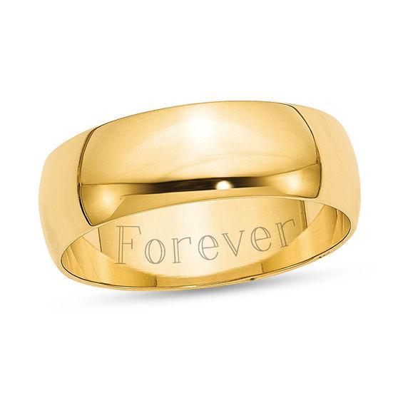 Men's 7.0mm Light Half-Round Engravable Wedding Band (1 Line) Product Image