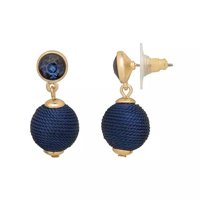 LC Lauren Conrad Gold Tone Mixed Media Circular Drop Earrings, Womens, Blue Product Image