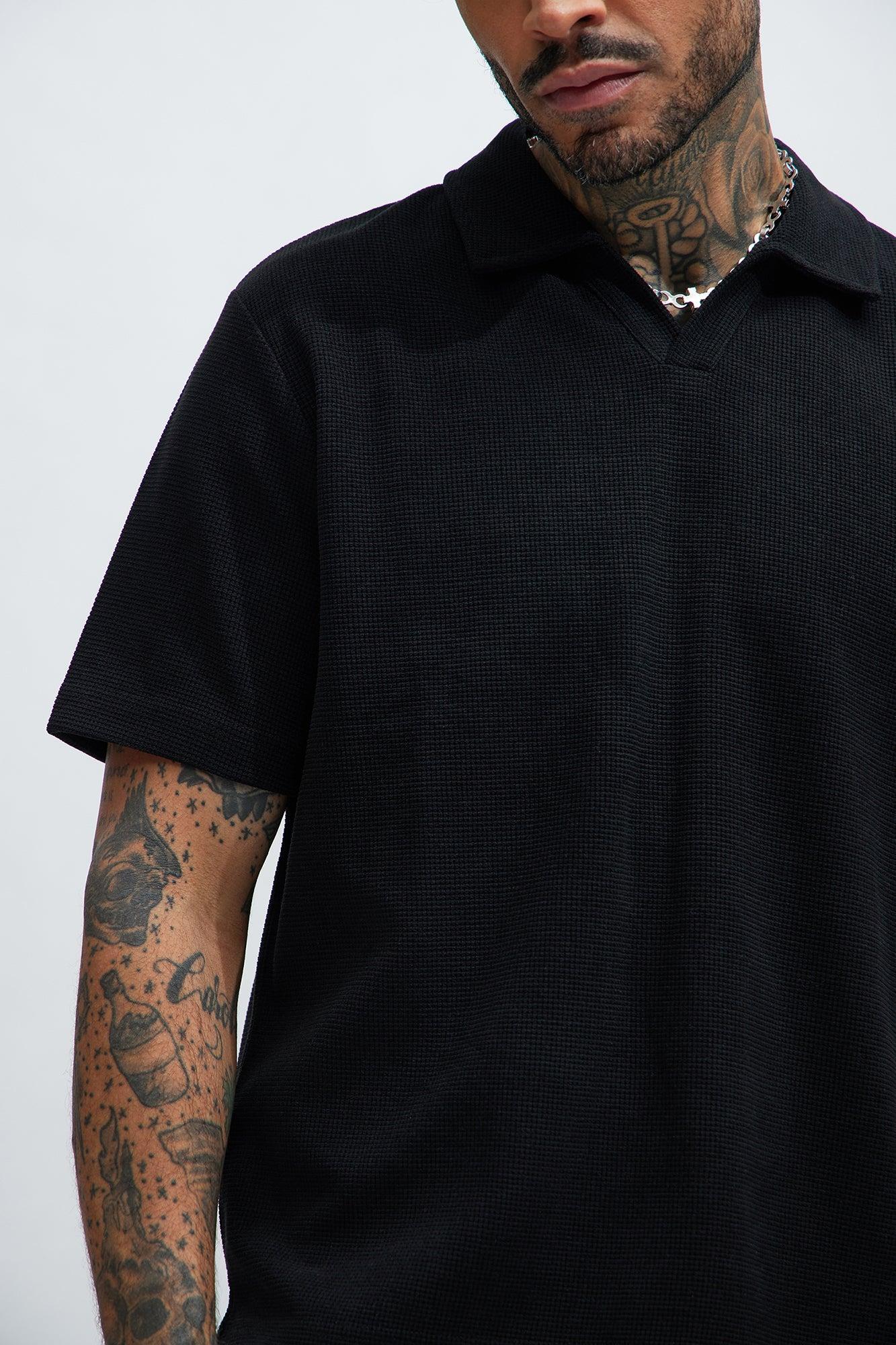 Cairo Textured Polo - Black Product Image