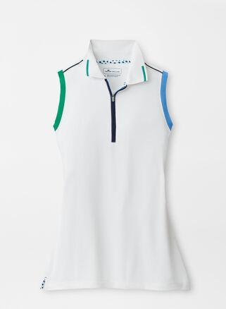 Peter Millar Mens Chrissie Zip-Sleeveless Performance Polo | Color: White | Size: S Product Image