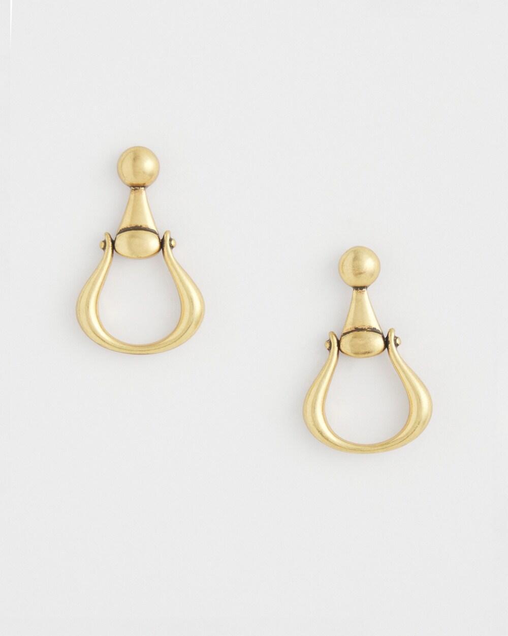 No Droop Gold Tone Horsebit Drop Earrings   Chico's - Gold - Women Product Image