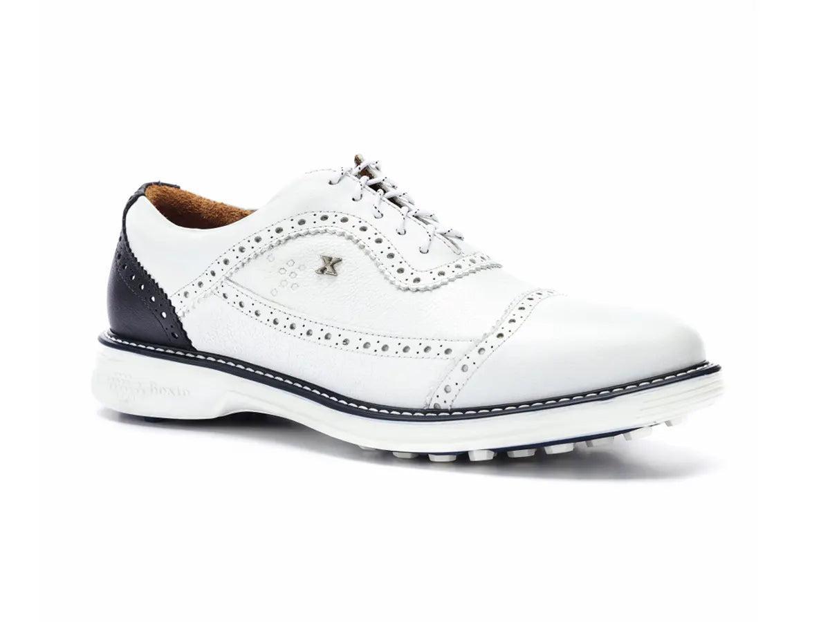 Boxto Golf Men's Legacy Hope Spikeless Golf Shoes - White/Navy Blue Product Image