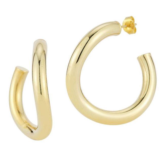 Sunkissed Sterling 14k Gold Over Large Wave Tube Hoop Earrings, Womens Product Image