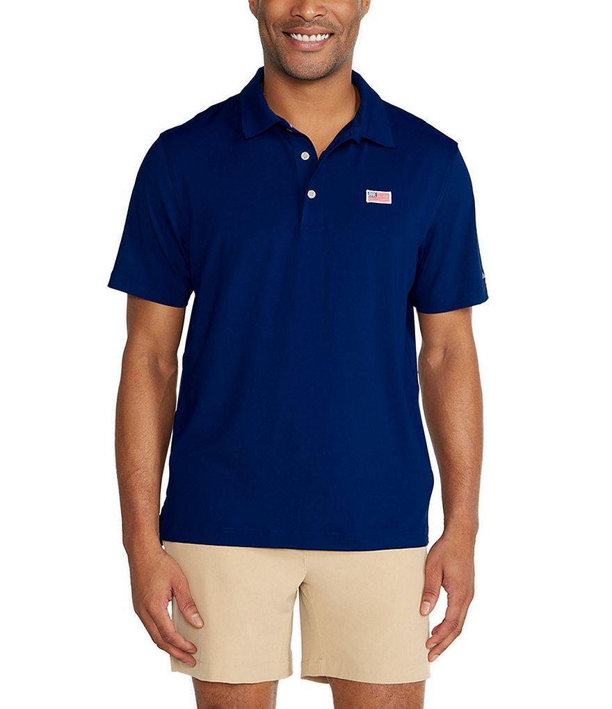 Chubbies Out Of Blue Embroidered Flag Short Sleeve Performance Polo Shirt product image