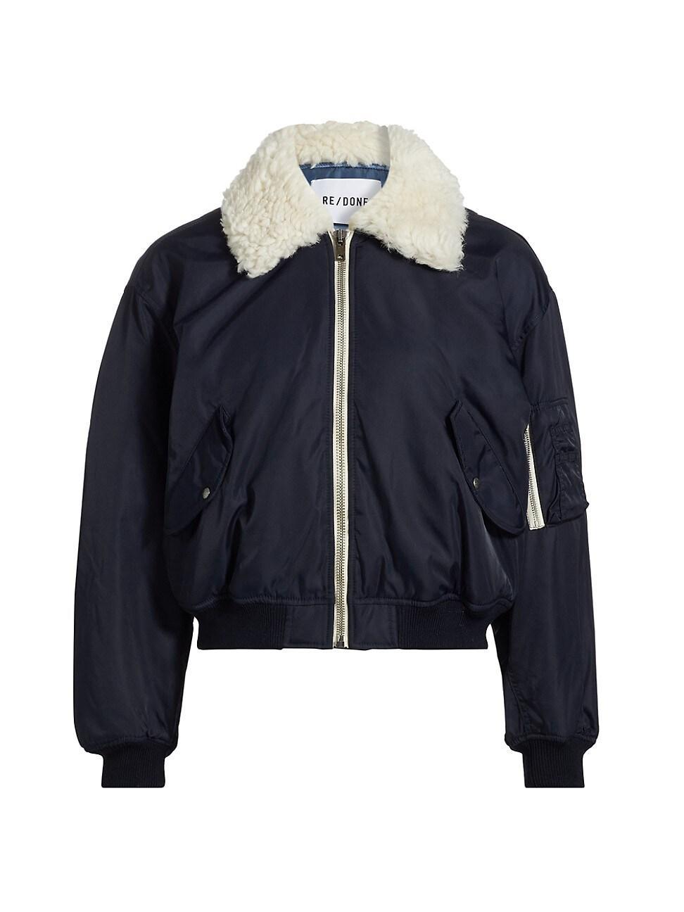 Womens Shrunken Nylon Bomber Jacket Product Image