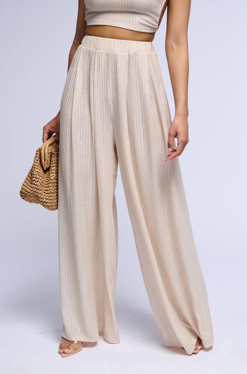 JUST LIKE MAGIC METALLIC KNIT WIDE LEG PANT Product Image