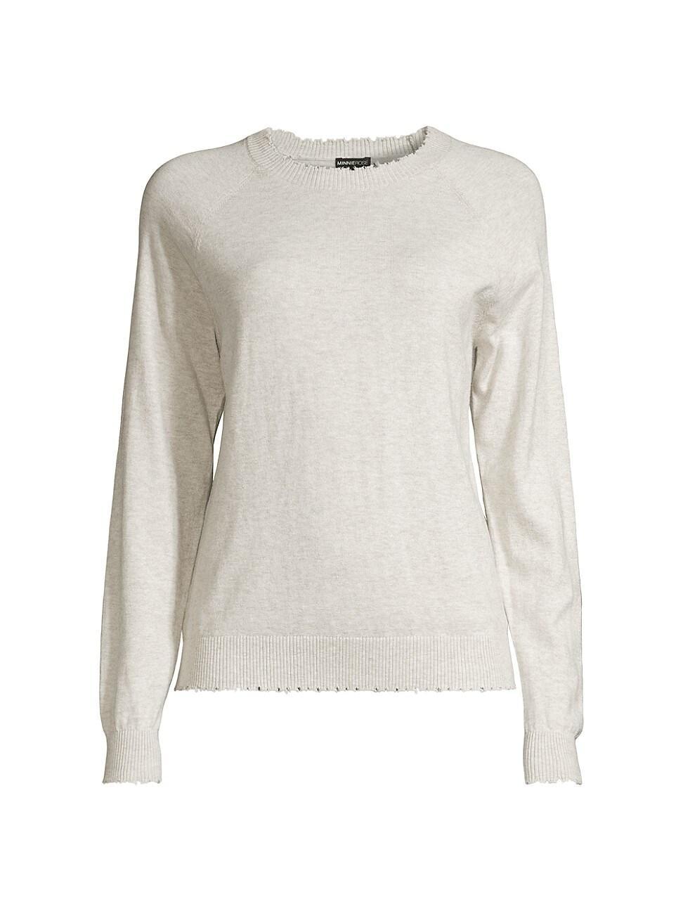 Womens Distressed Cotton & Cashmere Knit Pullover Sweatshirt product image