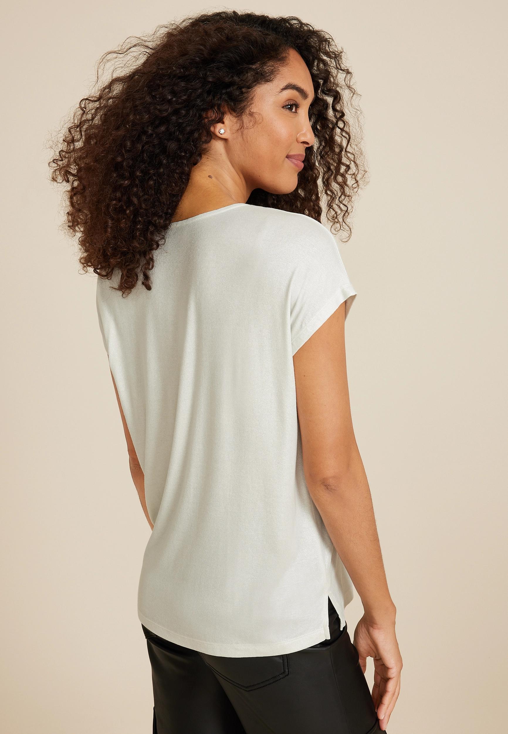 edgely™ Metallic Trim V Neck Tee Product Image