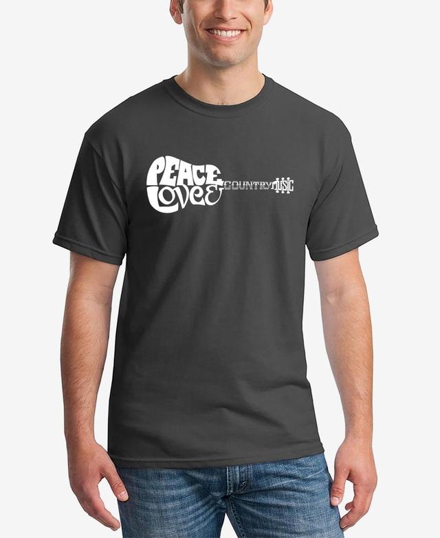 La Pop Art Mens Word Art Peace Love Country Short Sleeve T-shirt Product Image