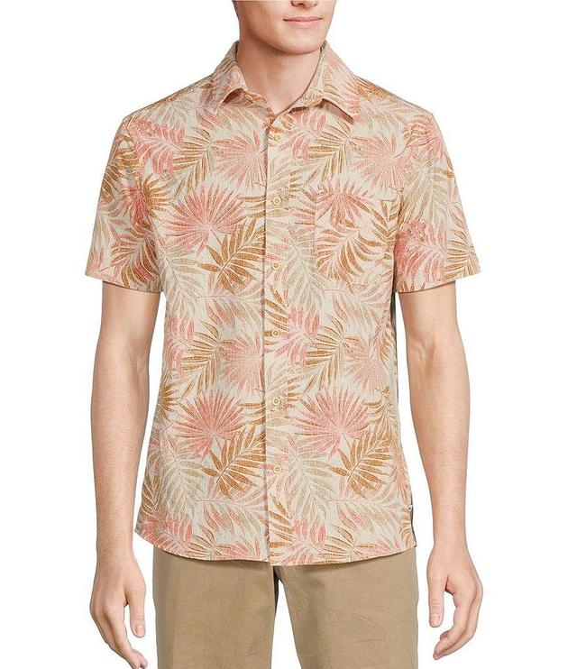 Rowm Big & Tall Crafted Rec & Relax Short Sleeve Textured Frond Print Shirt Product Image